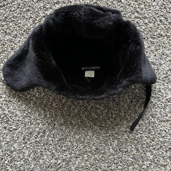 Peter Grimm Hat, Womens One Size Black Faux Fur Lined Bomber Hat, Cotton Lining - Picture 6 of 7